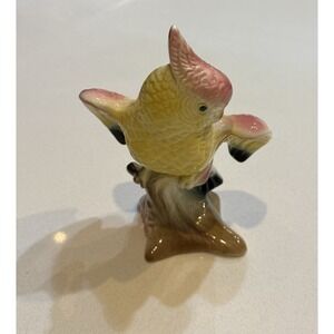 Vtg Royal Copley Cockatoo Figurine Ceramic Yellow Pink Blue 7.5"
